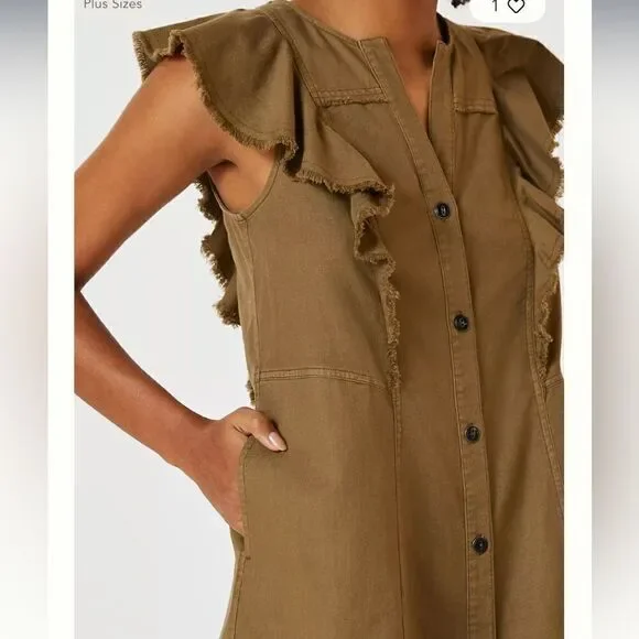 Pilcro Flutter-Sleeve Buttondown Tunic Dress - Picture 2 of 3